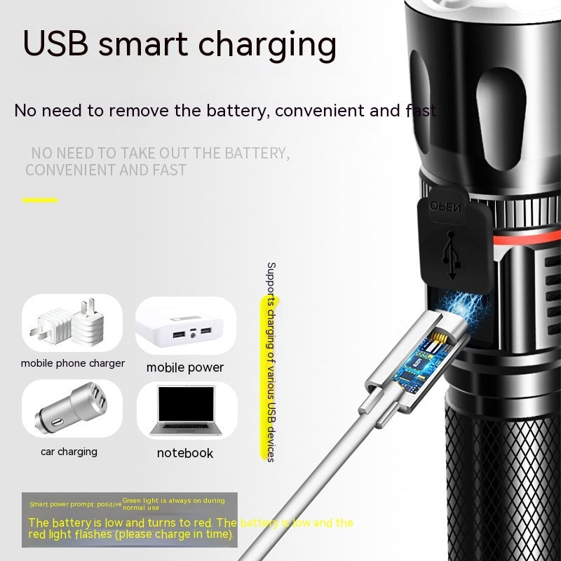 Multifunctional Telescopic T6 Outdoor Camping Flashlight