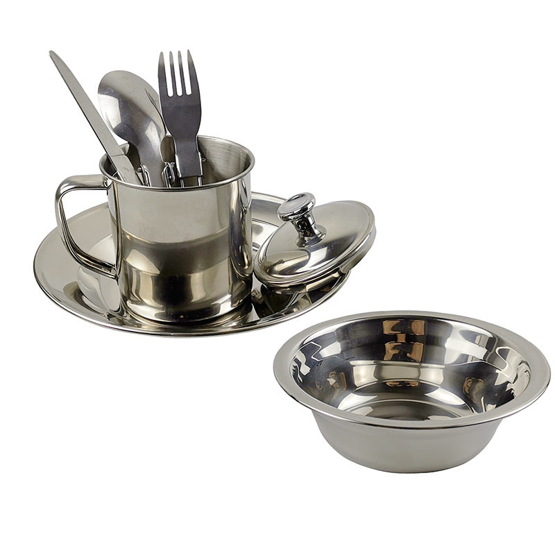 Outdoor Camping Stainless Steel Tableware & Cookware Set