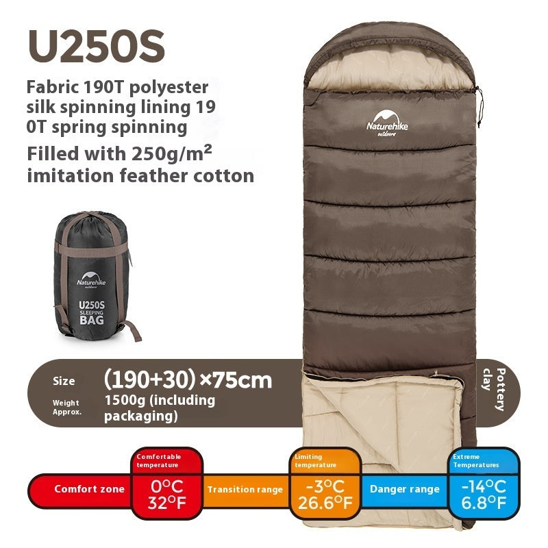 Naturehike Hooded Envelope Sleeping Bag Double Outdoor Camping