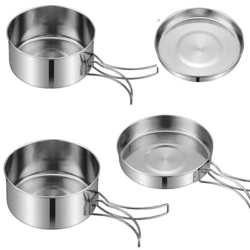 Outdoor Portable Stainless Steel Camping Cookware Set