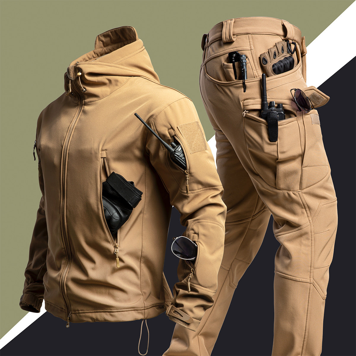 Camouflage Winter Outdoors Shell Jacket Suit For Men